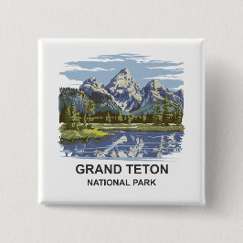 Nationaal park Grand Teton Vierkante Button 5,1 Cm