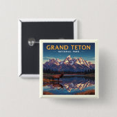 Nationaal park  Grand Teton Vierkante Button 5,1 Cm (Voorkant /achterkant)