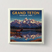 Nationaal park  Grand Teton Vierkante Button 5,1 Cm (Voorkant)