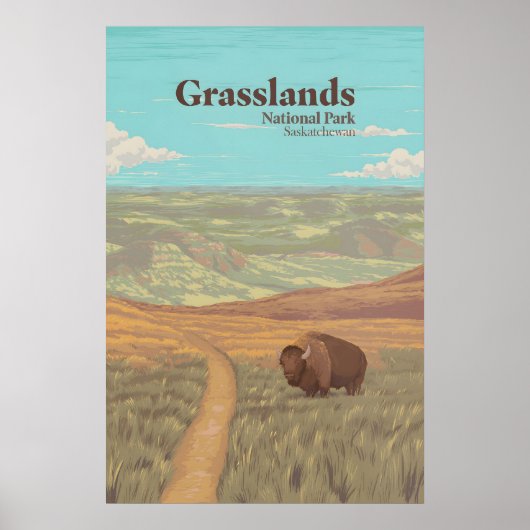 Nationaal park Grasslands Canada Reisposter Poster (Voorkant)