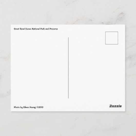 Nationaal park Great Sand Dunes en Preserve Briefkaart (Achterkant)