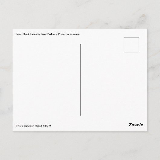 Nationaal park Great Sand Dunes en Preserve Briefkaart (Achterkant)