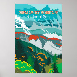 Nationaal park Great Smoky Mountains vintage Poster