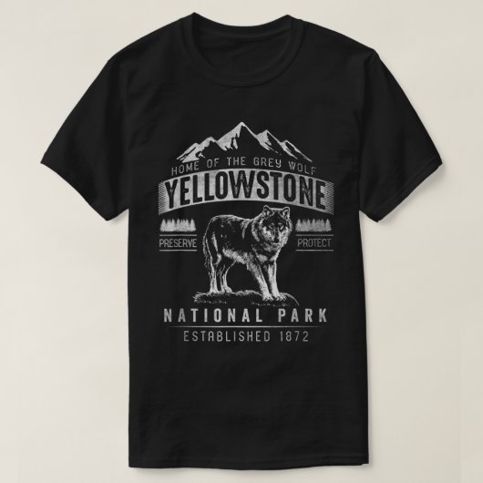 Nationaal park  Grijze Wolf Yellowstone T-shirt (Design voorkant)