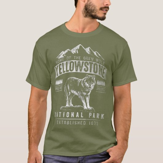 Nationaal park  Grijze Wolf Yellowstone T-shirt (Voorkant)