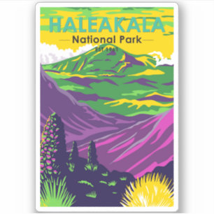 Nationaal park Haleakala Hawaï Vintage Sticker