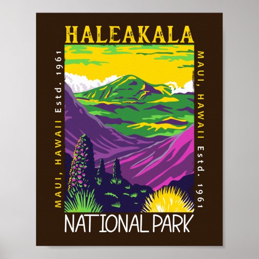 Nationaal park Haleakala Hawaii Verstoorde Vintage Poster (Voorkant)