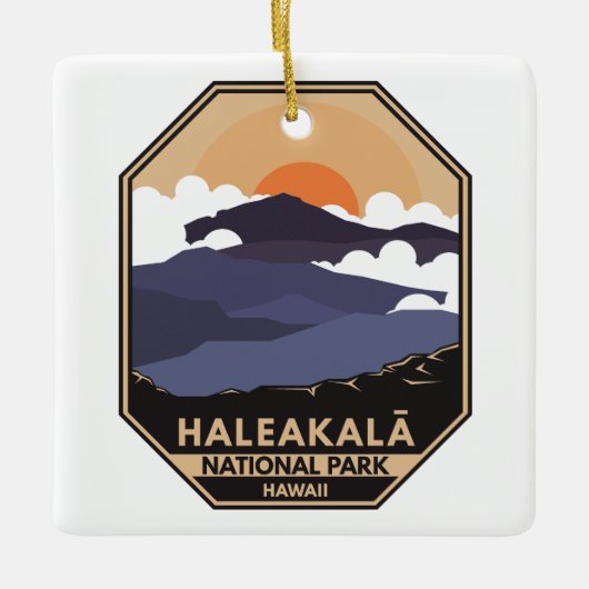 Nationaal park Haleakala Retro Emblem Keramisch Ornament (Voorkant)