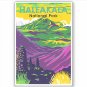 Nationaal park Hawaii Retro Haleakala Sticker (Voorkant)