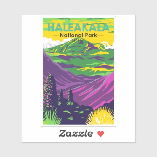 Nationaal park Hawaii Retro Haleakala Sticker (Vel)