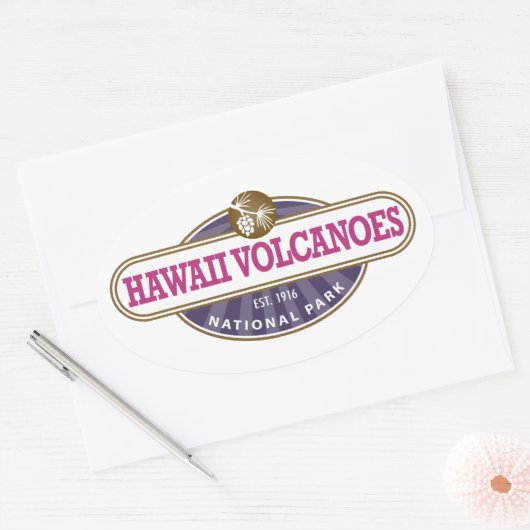 Nationaal park Hawaii Volcanoes Ovale Sticker (Envelop)