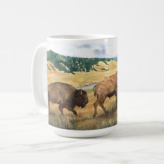 Nationaal Park Hayden Valley Bison Yellowstone Koffiemok (Voorkant links)