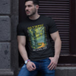 Nationaal park Hoh Rainforest Distress T-shirt<br><div class="desc">Ontwerp van olympische vectorillustraties. Het park verspreidt zich over verschillende ecosystemen,  van de dramatische pieken van de Olympische bergen tot oerbossen.</div>
