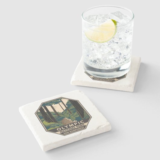 Nationaal park Hoh Rainforest  Stenen Onderzetter (Zijkant)