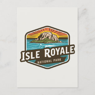 Nationaal Park Isle Royale Vintage Embleem Briefkaart