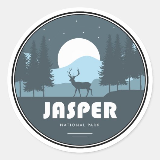 Nationaal Park Jasper Deer Ronde Sticker (Voorkant)