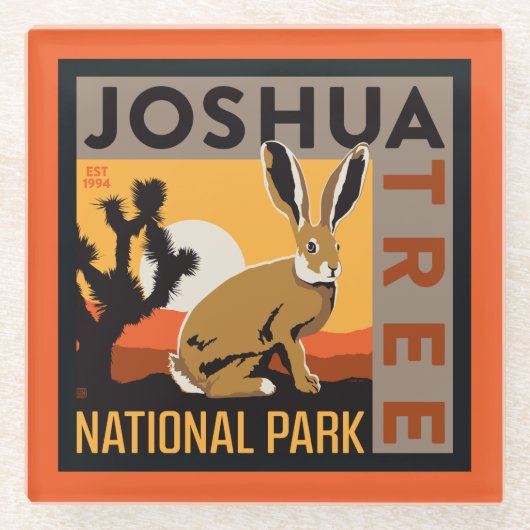 Nationaal park Joshua Tree | Jackrabbit Glazen Onderzetter (Voorkant)