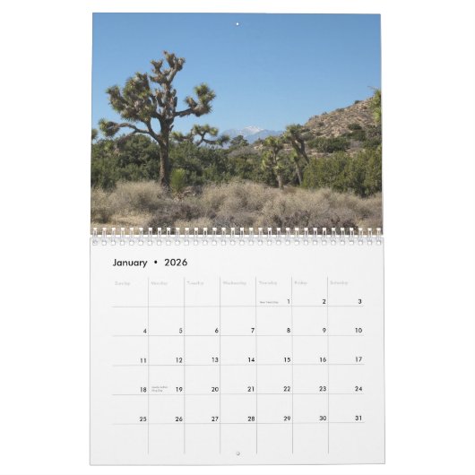Nationaal park Joshua Tree Kalender (Jan 2026)