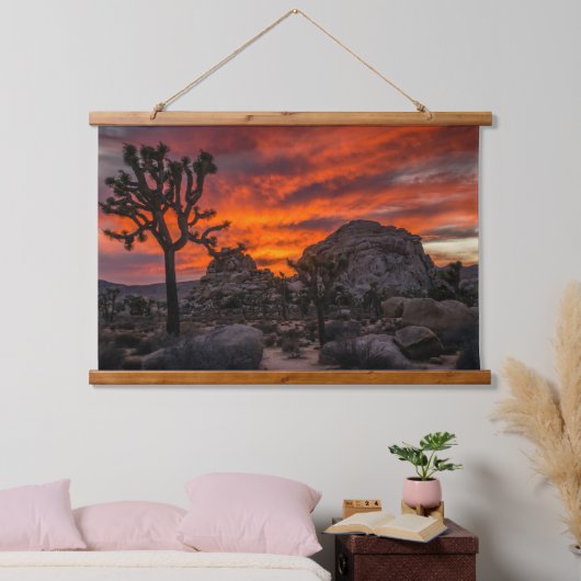 Nationaal park Joshua Tree Red Sunset Hangend Wandkleed (Slaapkamer)