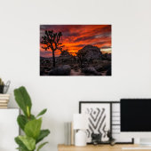 Nationaal park Joshua Tree Red Sunset Poster (Thuiskantoor)