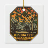 Nationaal park Joshua Tree Sunset Retro Emblem Keramisch Ornament (Achterkant)