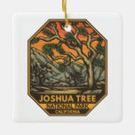 Nationaal park Joshua Tree Sunset Retro Emblem Keramisch Ornament<br><div class="desc">Vectorillustraties van Joshua Tree. Het park wordt genoemd voor de verdraaide,  gekruiste Joshua-bomen in de regio,  het park loopt dwars door de Colorado-cactus-woestijn en de Mojave woestijn.</div>