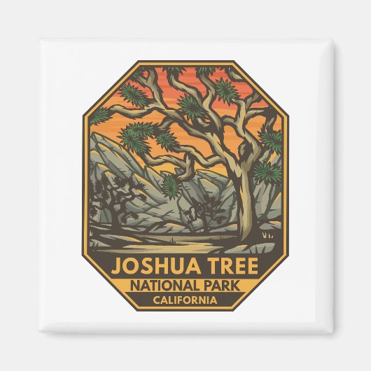 Nationaal park Joshua Tree Sunset Retro Emblem Magneet (Voorkant)