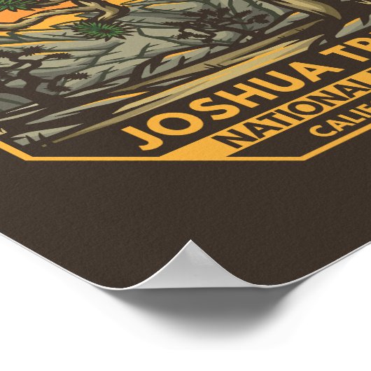Nationaal park Joshua Tree Sunset Retro Emblem Poster (Hoek)
