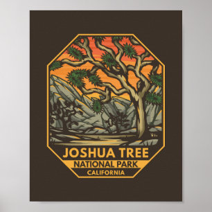 Nationaal park Joshua Tree Sunset Retro Emblem Poster