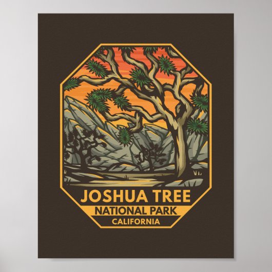 Nationaal park Joshua Tree Sunset Retro Emblem Poster (Voorkant)