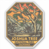 Nationaal park Joshua Tree Sunset Retro Emblem Sticker (Voorkant)