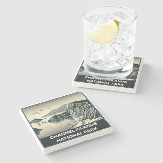 Nationaal park Kanaaleilanden Stenen Onderzetter (Zijkant)