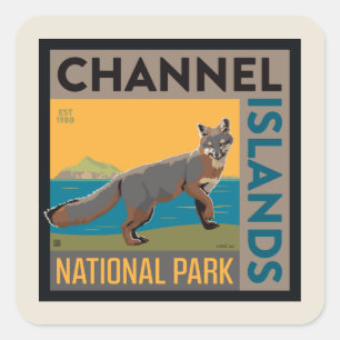 Nationaal park Kanaaleilanden   vossen Vierkante Sticker