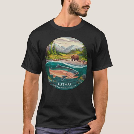 Nationaal park Katmai en behoud van zalm en Beer T-shirt (Voorkant)