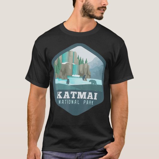 Nationaal park Katmai in de openlucht Thmed Campin T-shirt (Voorkant)