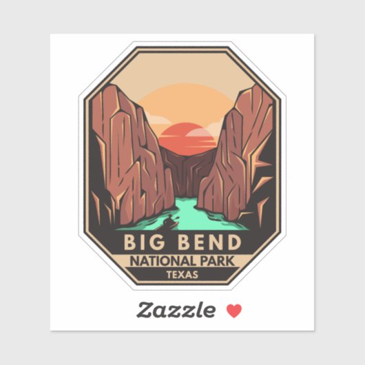 Nationaal park Kayak Retro Emblem Sticker (Vel)