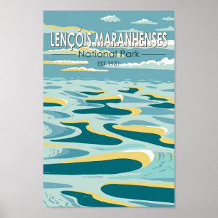 Nationaal park Lencois Maranhenses Vintage Brazili Poster