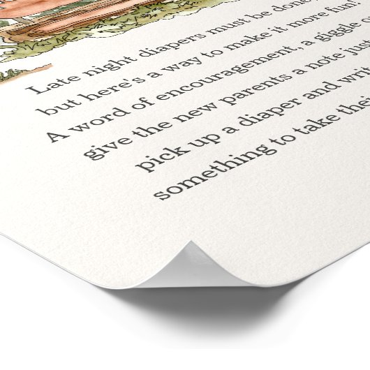 Nationaal Park Luier Gedachten baby shower Sign Poster (Hoek)