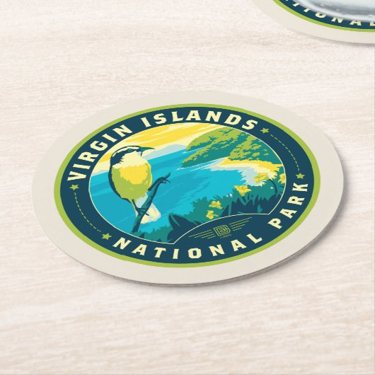 Nationaal Park Maagdeneilanden Ronde Kartonnen Onderzetter (Gebogen)