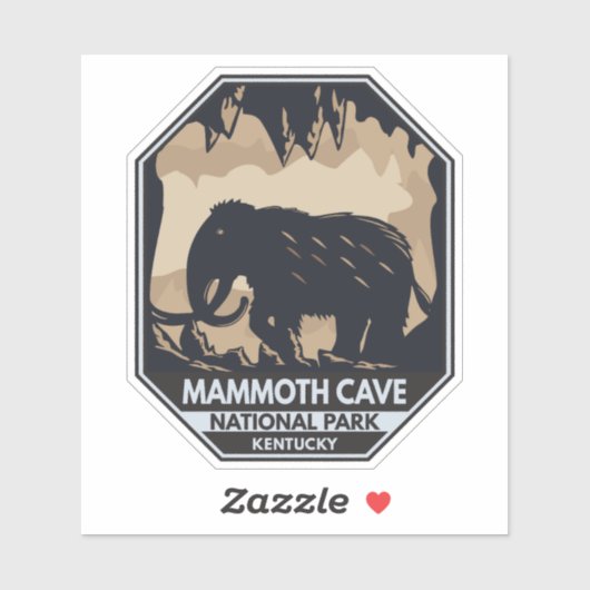 Nationaal park Mammoth Cave Wooly Mammoth Emblem Sticker (Vel)