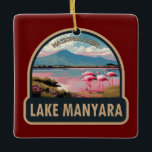Nationaal Park Manyara Tanzania Reizen  Keramisch Ornament<br><div class="desc">Lake Manyara vector artwork ontwerp. Lake Manyara National Park heeft een ondiep alkalinemeer met meer dan een miljoen flamingo's als een Tasmaanse natuur attractie.</div>