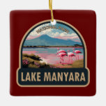 Nationaal Park Manyara Tanzania Reizen  Keramisch Ornament<br><div class="desc">Lake Manyara vector artwork ontwerp. Lake Manyara National Park heeft een ondiep alkalinemeer met meer dan een miljoen flamingo's als een Tasmaanse natuur attractie.</div>