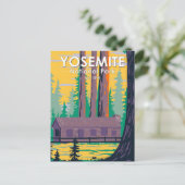 Nationaal park Mariposa Grove Cabin Retro Briefkaart (Staand voorkant)