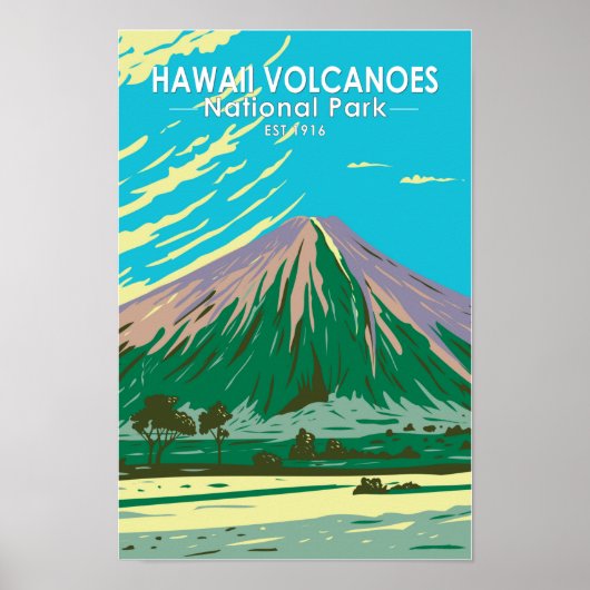 Nationaal park Mauna Loa Vintage Hawaii Volcanoes Poster (Voorkant)