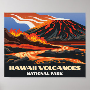 Nationaal park Mauna Loa Vintage Hawaii Volcanoes Poster