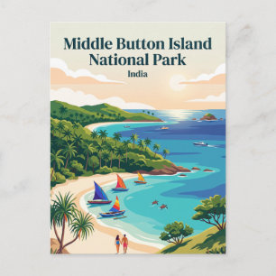 Nationaal park Middle Button Island India Briefkaart