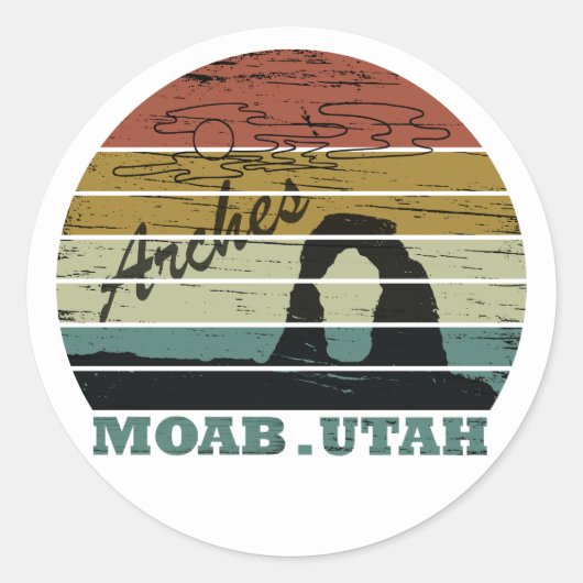 Nationaal park Moab Utah sunset Arches Ronde Sticker (Voorkant)