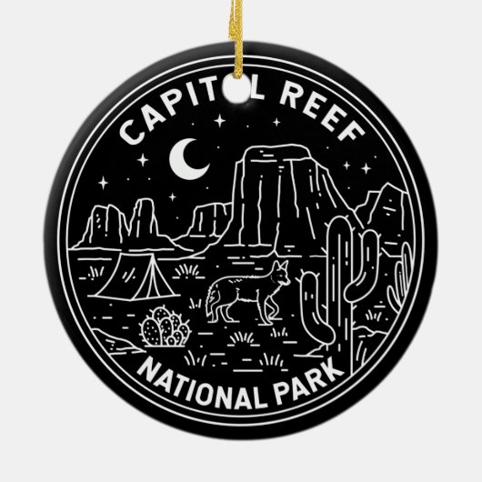 Nationaal park monoline keramisch ornament (Achterkant)