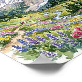Nationaal Park Mount Rainier Aquarel Kunst Poster (Hoek)