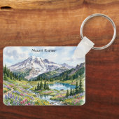 Nationaal Park Mount Rainier Aquarel Kunst Sleutelhanger (Voorkant)